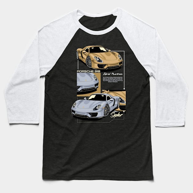 Vintage Porsche Spyder Baseball T-Shirt by Harrisaputra